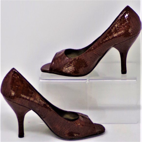 PIERRE DUMAS 7M brown ultra-high open-toe pumps - Picture 5 of 16